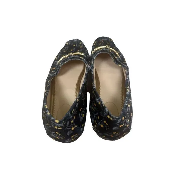 CAbi Carnaby loafer floral blue velvet Horsebit shoes #6005 sz 9.5