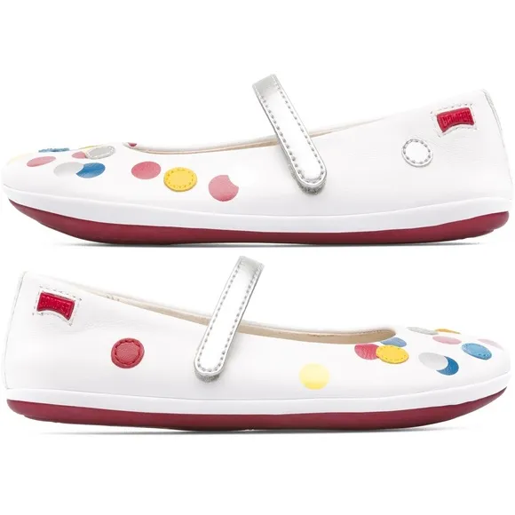 Camper Twins Polia Dot Ballerina Ballet Flats Leather White Red Bottoms 32 1