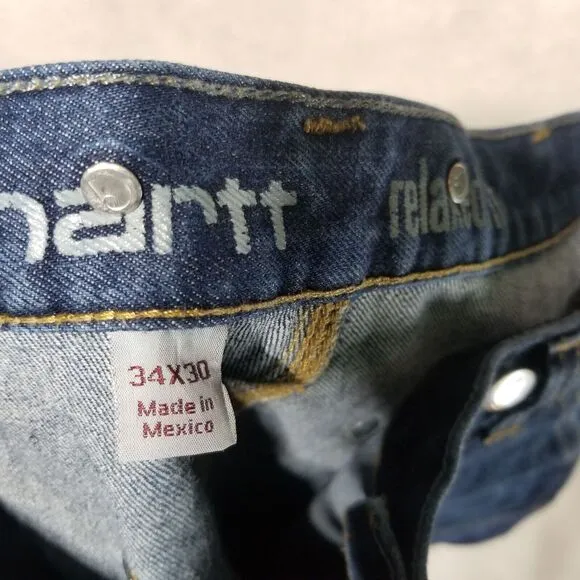 Carhartt Double Knee Denim Relax Stretch‎ Jeans 34x32 Made In Mexico 103890 L10