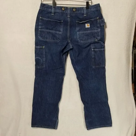 Carhartt Double Knee Denim Relax Stretch‎ Jeans 34x32 Made In Mexico 103890 L10