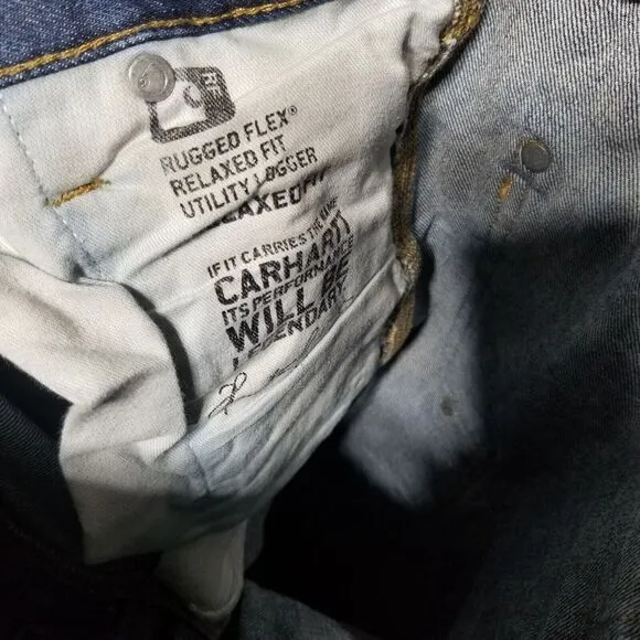 Carhartt Double Knee Denim Relax Stretch‎ Jeans 34x32 Made In Mexico 103890 L10