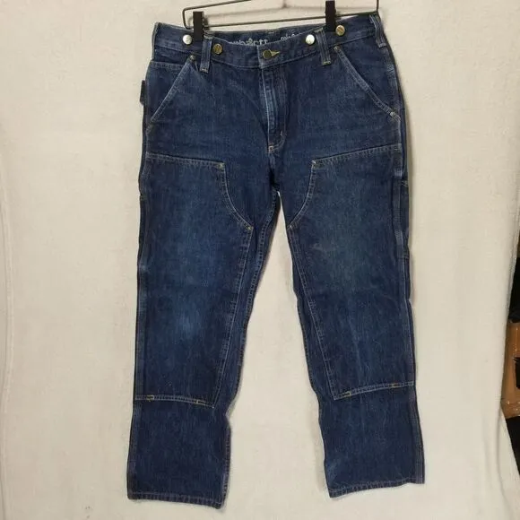 Carhartt Double Knee Denim Relax Stretch‎ Jeans 34x32 Made In Mexico 103890 L10
