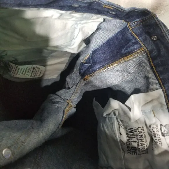 Carhartt Double Knee Denim Relax Stretch‎ Jeans 34x32 Made In Mexico 103890 L10