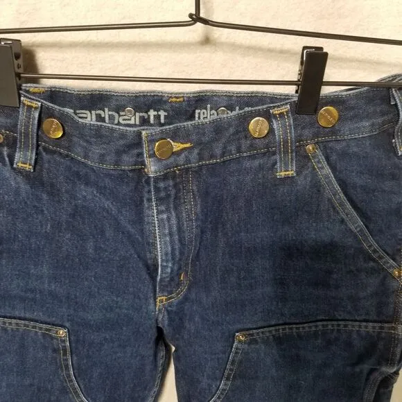 Carhartt Double Knee Denim Relax Stretch‎ Jeans 34x32 Made In Mexico 103890 L10