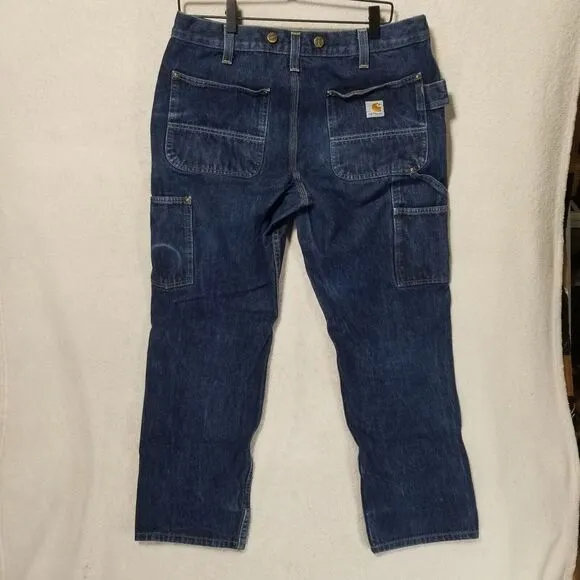 Carhartt Double Knee Denim Relax Stretch‎ Jeans 34x32 Made In Mexico 103890 L10