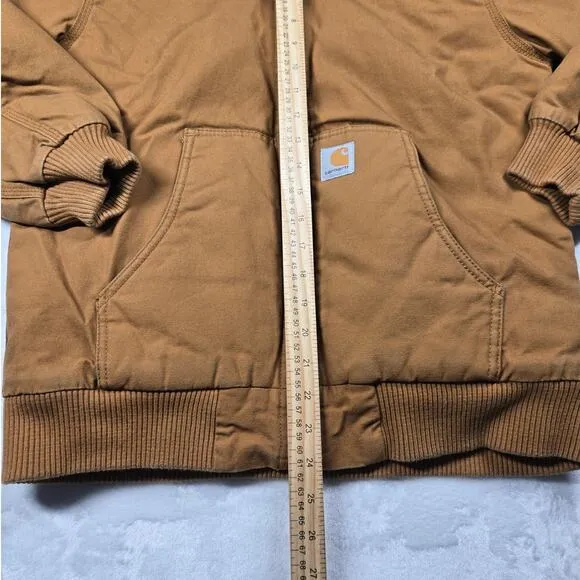 Carhartt Jacket Boys size Large 14-16 Brown Canvas Quilted Hooded
