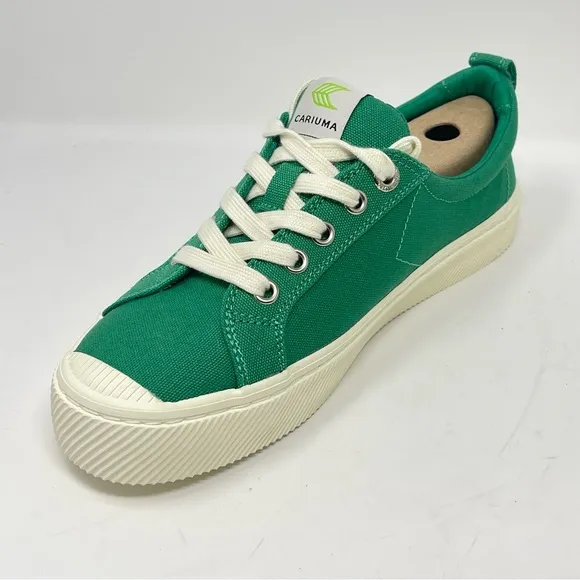 Cariuma OCA Low Shoes Womens 13 Mens 11.5 Green Canvas Lace Up Sneakers Un…