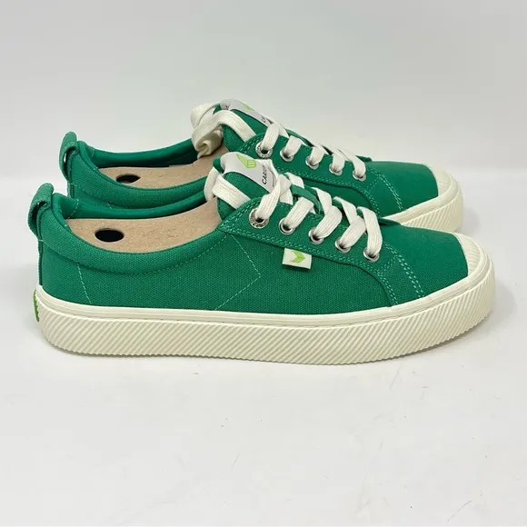 Cariuma OCA Low Shoes Womens 13 Mens 11.5 Green Canvas Lace Up Sneakers Un…
