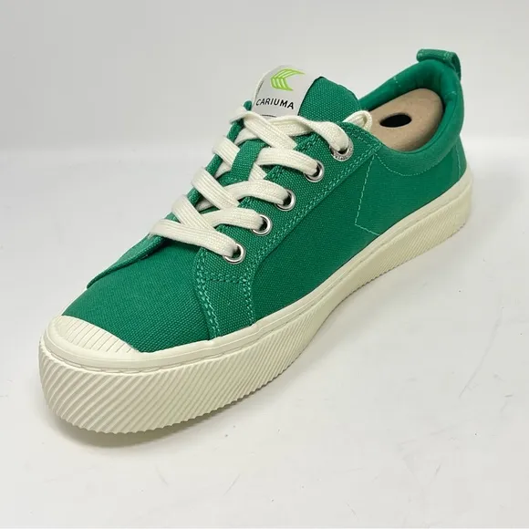 Cariuma OCA Low Shoes Womens 13 Mens 11.5 Green Canvas Lace Up Sneakers Un…