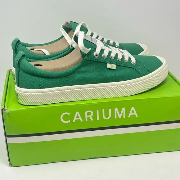 Cariuma OCA Low Shoes Womens 13 Mens 11.5 Green Canvas Lace Up Sneakers Un…