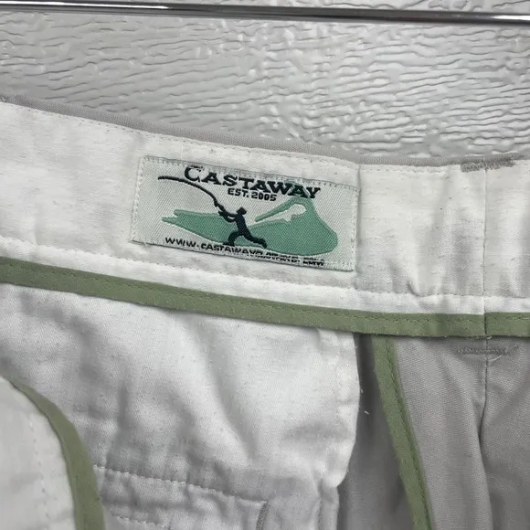 Castaway Crab Embroidered Khaki Cotton Belt Loops Side Pockets Shorts size 40