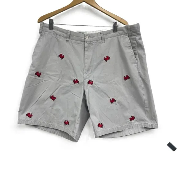 Castaway Crab Embroidered Khaki Cotton Belt Loops Side Pockets Shorts size 40