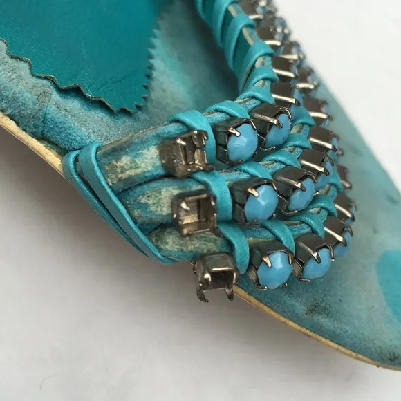 Cesare Paciotti turquoise suede leather jeweled