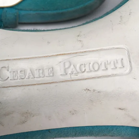 Cesare Paciotti turquoise suede leather jeweled