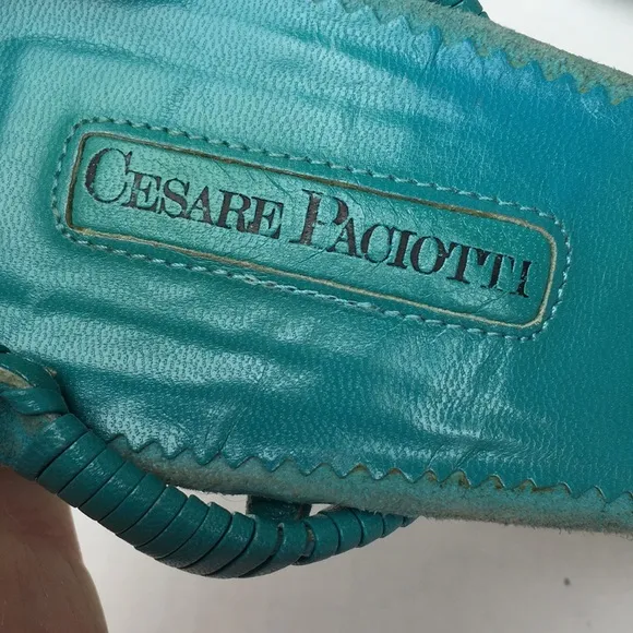 Cesare Paciotti turquoise suede leather jeweled