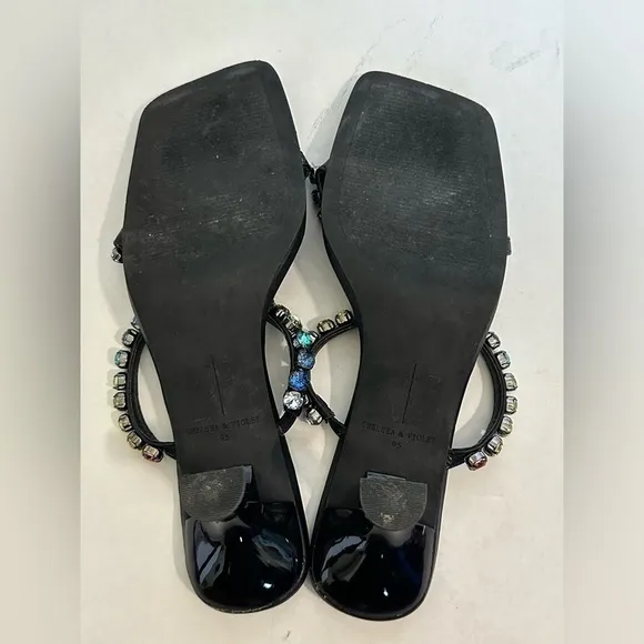 Chelsea &amp; Violet Womens Jipse Black Mule Sandals Shoes 9.5