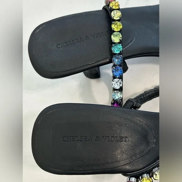 Chelsea &amp; Violet Womens Jipse Black Mule Sandals Shoes 9.5