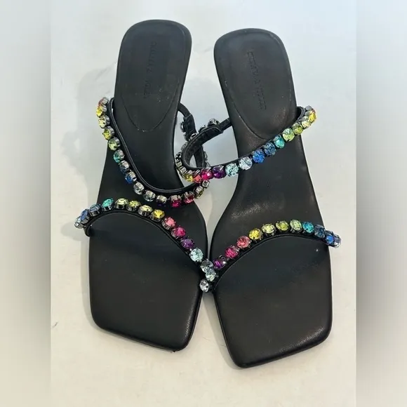 Chelsea &amp; Violet Womens Jipse Black Mule Sandals Shoes 9.5