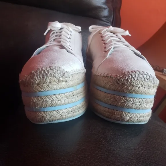 CHIARA FERRAGNI Spain platform espadrille creeper canvas Shoes size 9.5