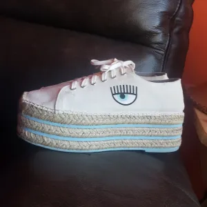 CHIARA FERRAGNI Spain platform espadrille creeper canvas Shoes size 9.5