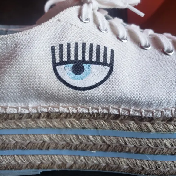 CHIARA FERRAGNI Spain platform espadrille creeper canvas Shoes size 9.5