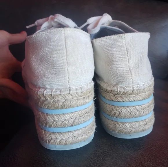 CHIARA FERRAGNI Spain platform espadrille creeper canvas Shoes size 9.5