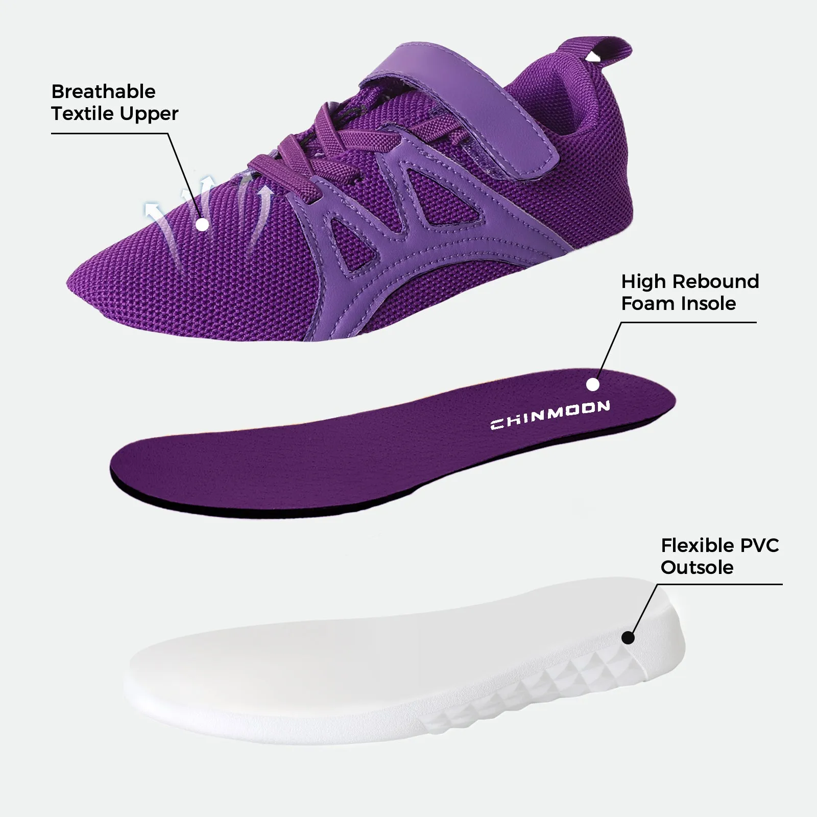 CHIN·MOON Boys Girls Kids Lightweight Tennis Sneakers Non Slip Sports Walking Shoes