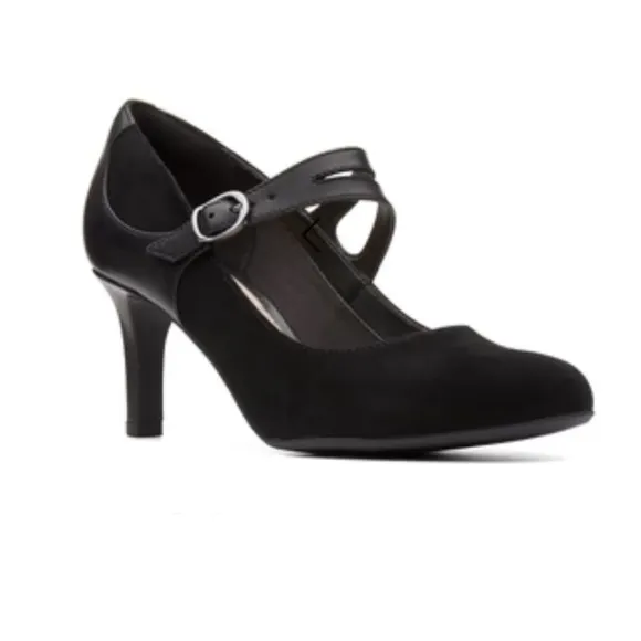 Clarks Black Mary Jane Heels Size 7 Collection by Clarks Soft Cushion Shoes