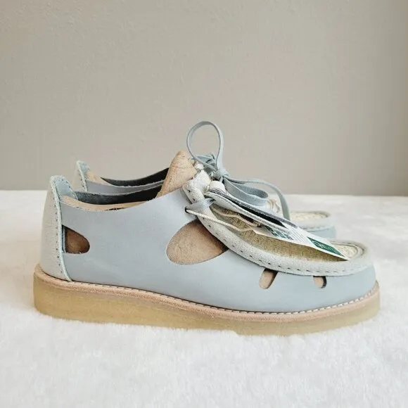 Clarks Fieg Sky Blue Suede Basketweave Closed Fisherman Sandal Loafer Coastal