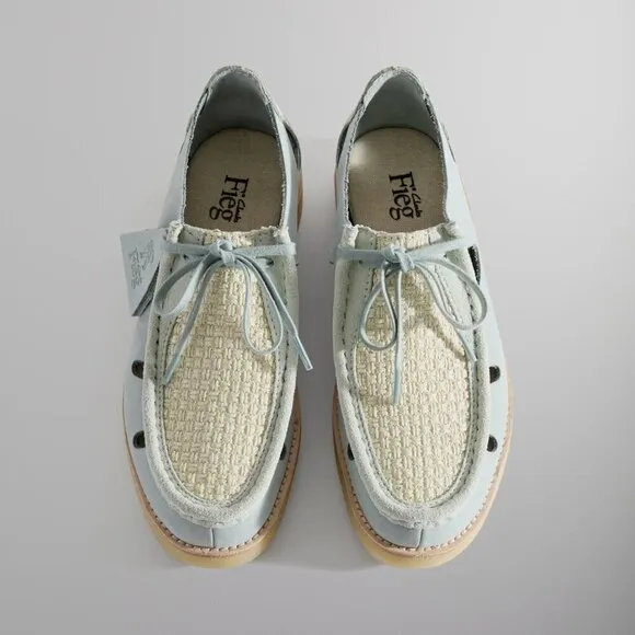 Clarks Fieg Sky Blue Suede Basketweave Closed Fisherman Sandal Loafer Coastal