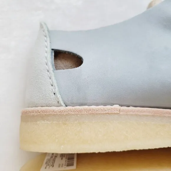 Clarks Fieg Sky Blue Suede Basketweave Closed Fisherman Sandal Loafer Coastal