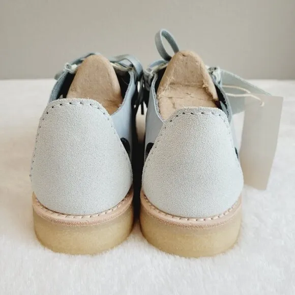 Clarks Fieg Sky Blue Suede Basketweave Closed Fisherman Sandal Loafer Coastal