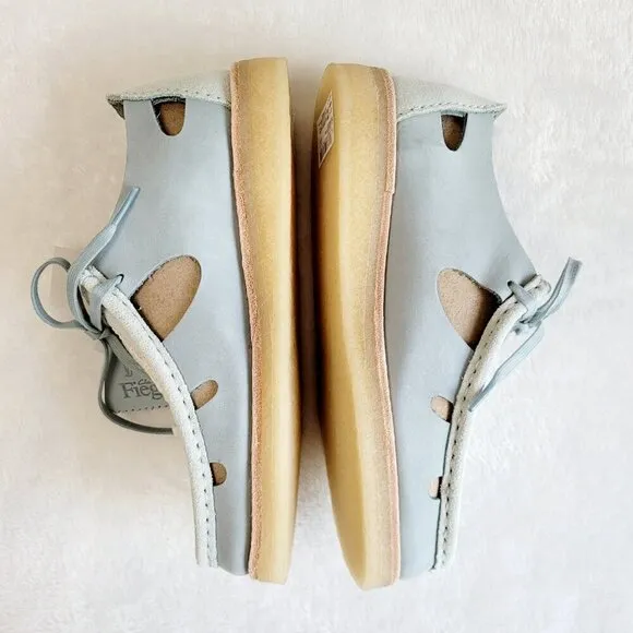 Clarks Fieg Sky Blue Suede Basketweave Closed Fisherman Sandal Loafer Sz 6.5 - 7
