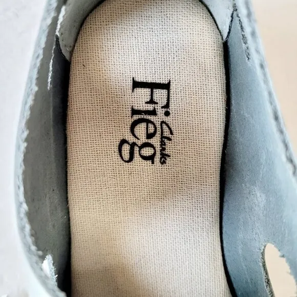 Clarks Fieg Sky Blue Suede Basketweave Closed Fisherman Sandal Loafer Sz 6.5 - 7