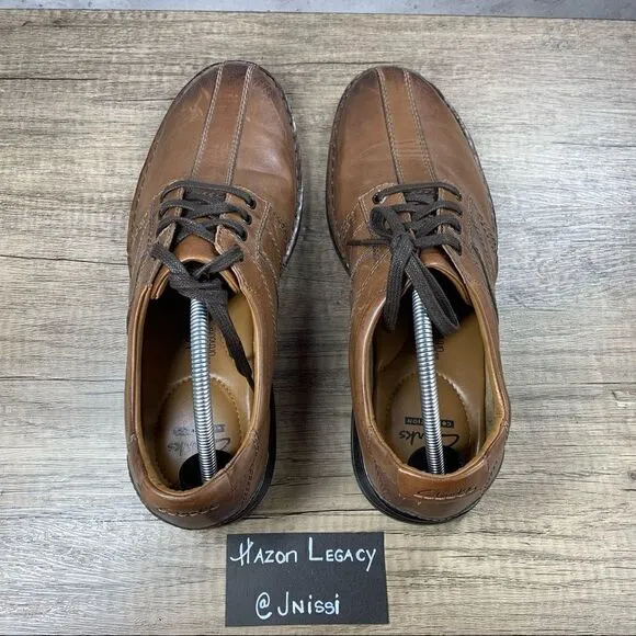 Clarks Collection~Men’s~Brown Leather Soft Cushion Oxford Shoes~Size 10.5 W