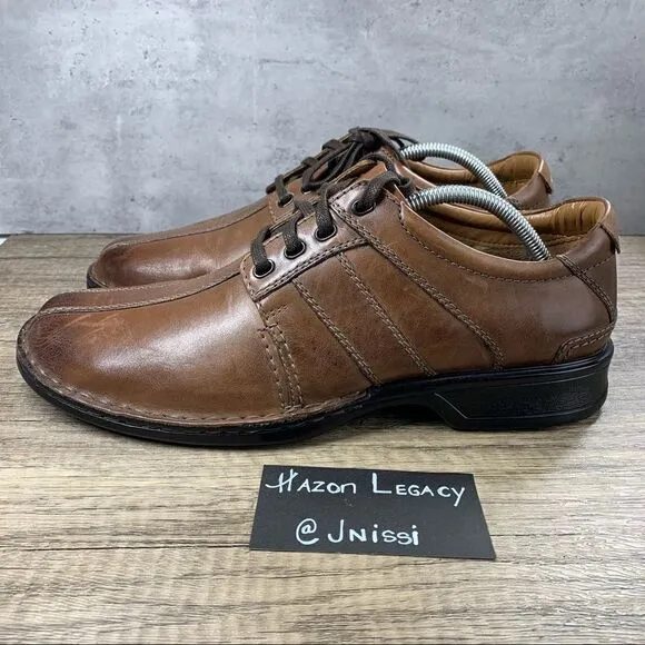 Clarks Collection~Men’s~Brown Leather Soft Cushion Oxford Shoes~Size 10.5 W
