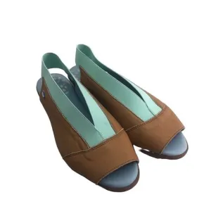 Cloud Shoes Womens 8 Brown Green Leather Cushioned Comfort EU 38