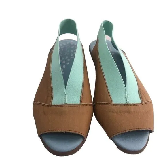 Cloud Shoes Womens 8 Brown Green Leather Cushioned Comfort EU 38