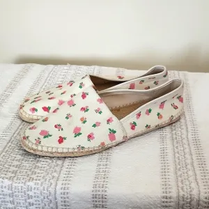 Coach canvas floral flat espadrille slip on shoes, women's size 9.5.