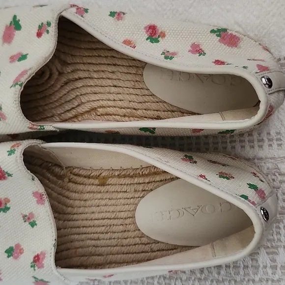 Coach canvas floral flat espadrille slip on shoes, women's size 9.5.