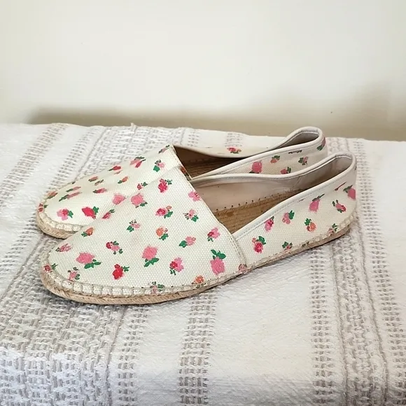 Coach canvas floral flat espadrille slip on shoes, women's size 9.5.
