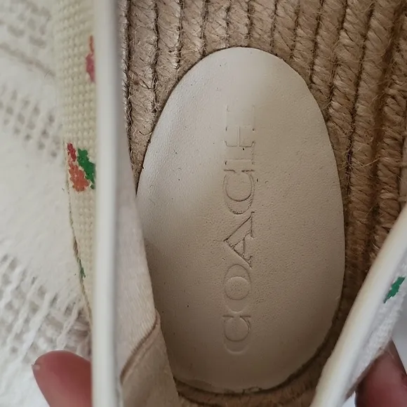 Coach canvas floral flat espadrille slip on shoes, women's size 9.5.