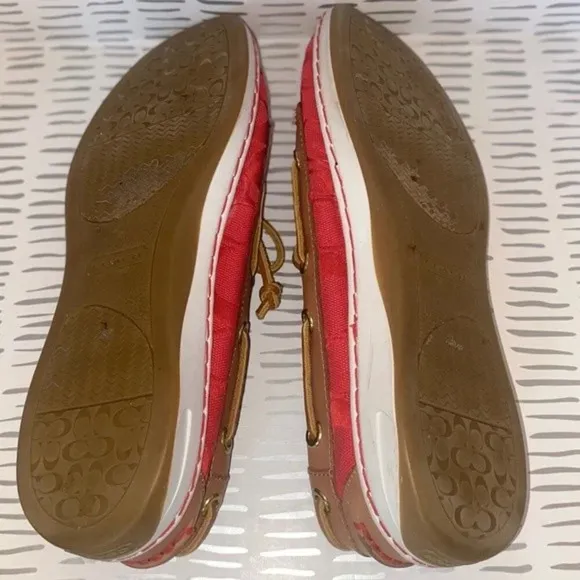COACH “Richelle” Top Siders Boat Shoes Red Logo Embossed size 7.5
