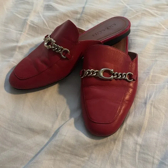 Coach Women's Red Leather Loafers Size: 6B