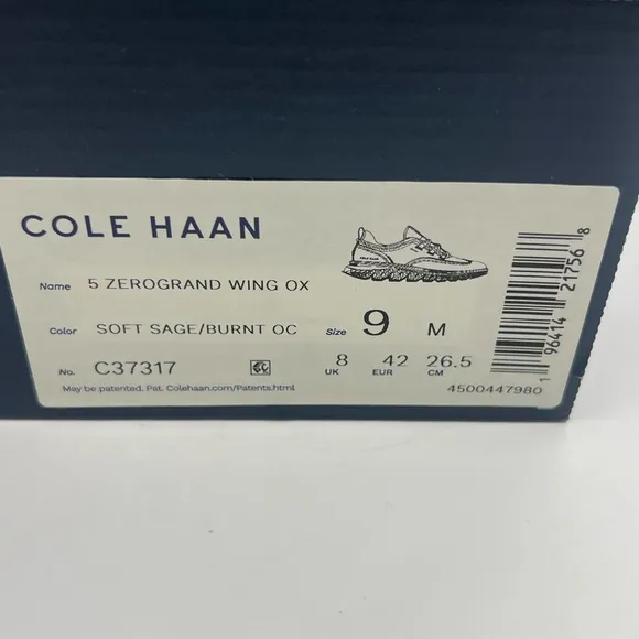 Cole Haan 5. Zerogrand Men’s Sz 9 WingTips Oxfords Soft Sage/burnt Leather Shoes