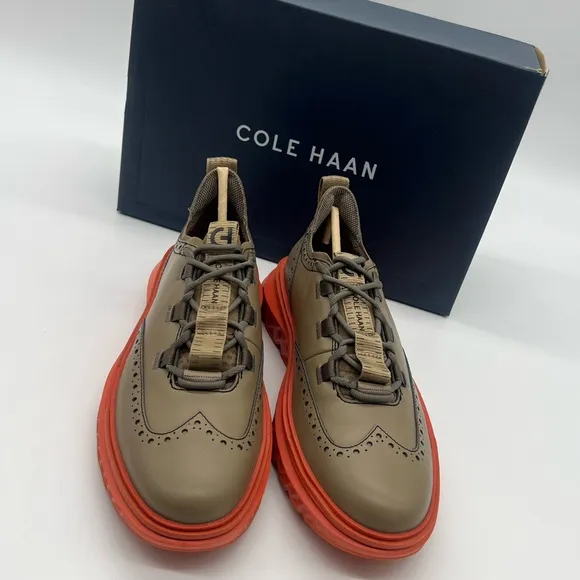 Cole Haan 5. Zerogrand Men’s Sz 9 WingTips Oxfords Soft Sage/burnt Leather Shoes