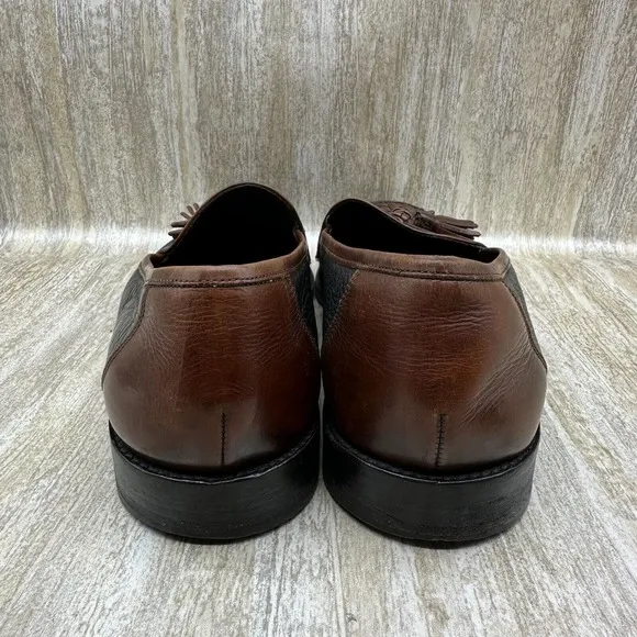Cole Haan Bragano Loafer Shoes Mens‎ 10D Woven Brown Black Leather Tasseled
