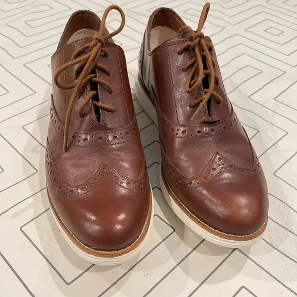 Cole Haan Brown Leather Zerogrand Oxford Shoes