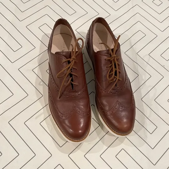 Cole Haan Brown Leather Zerogrand Oxford Shoes