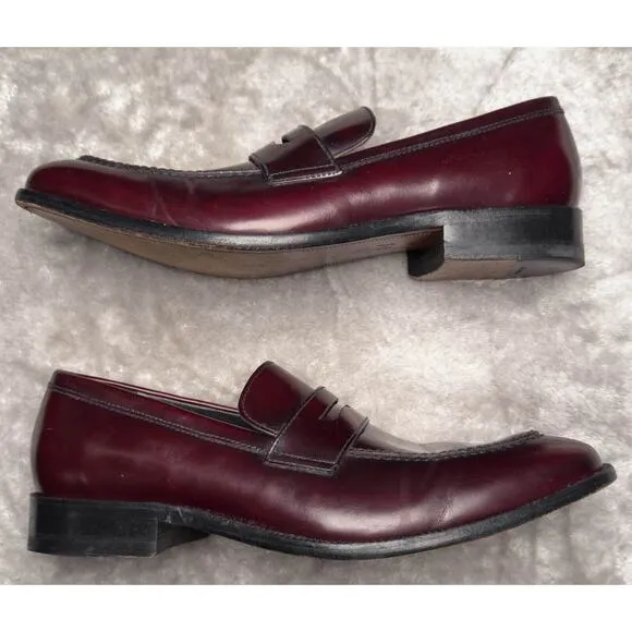 Cole Haan Burgundy Leather Penny Loafers Slip On Dress Shoes Mens Size 12